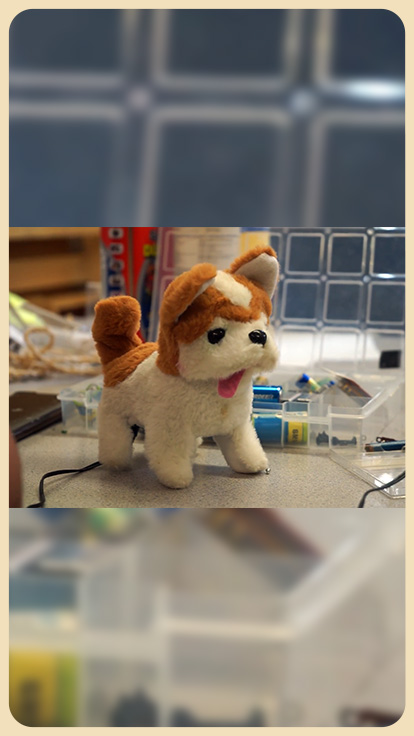 Juguete de perro de peluche.