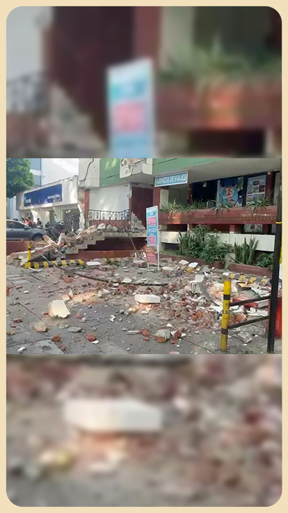 Escombros de edificio tras terremoto en Colombia.