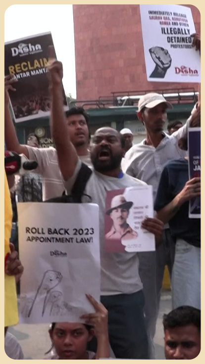 Protesta estudiantil en la India.
