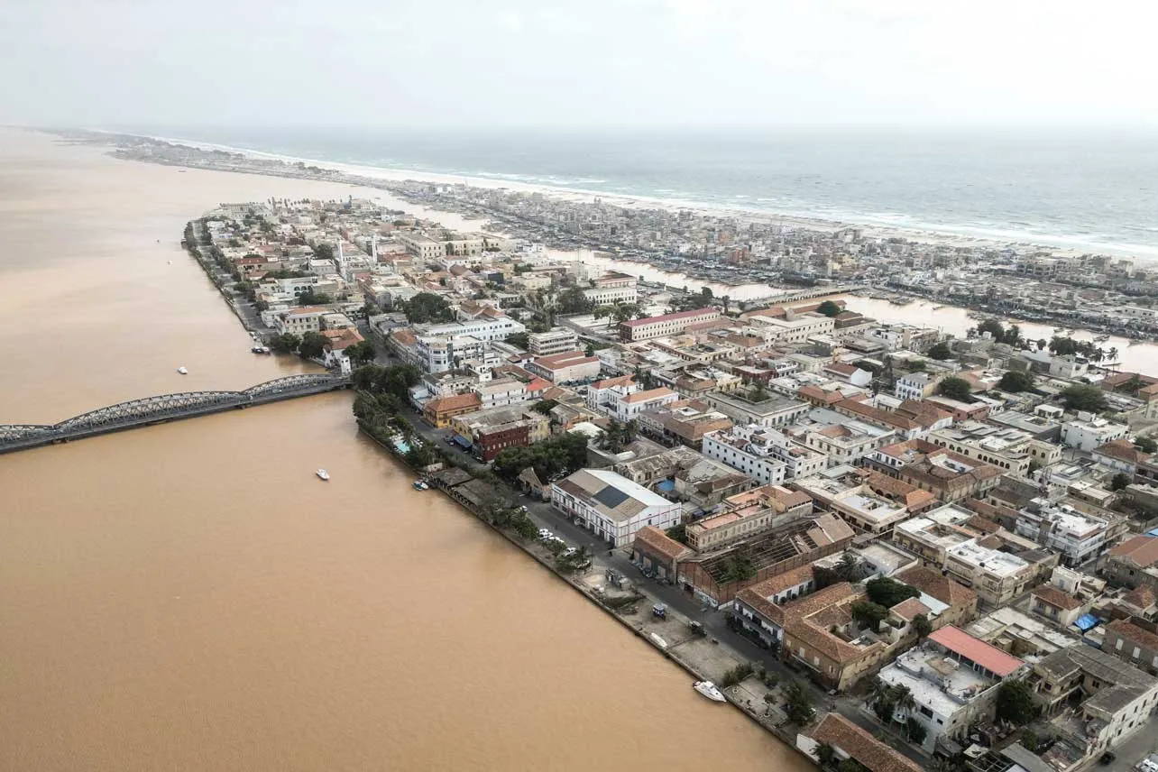 Vista aérea de Saint-Louis en Senegal.