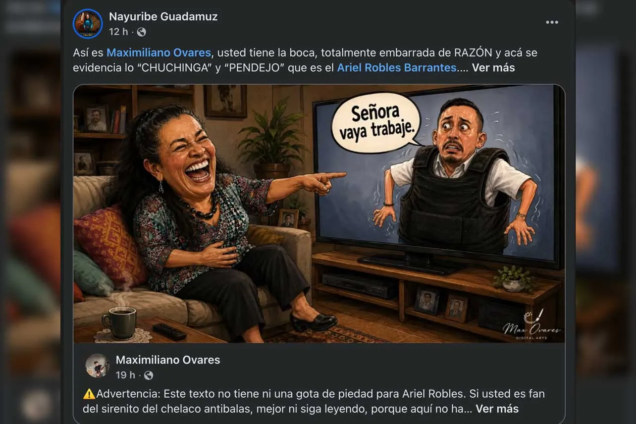 Publicación de la diputada Nayuribe Guadamuz que incita al odio contra el exdiputado Ariel Robles.