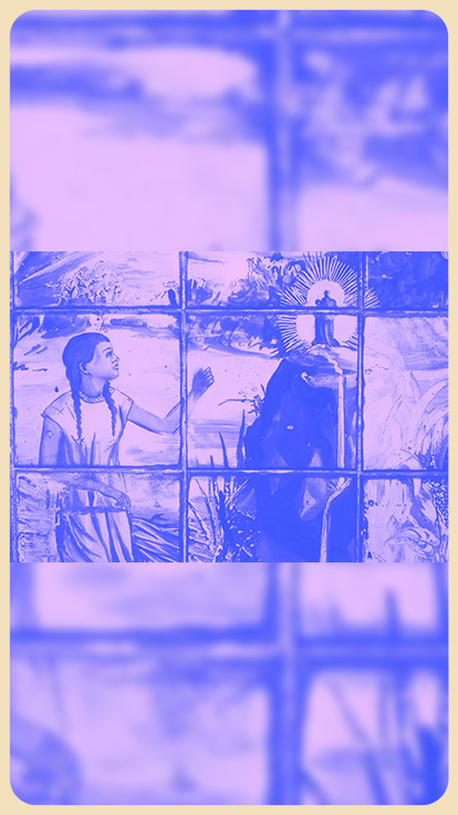 Ilustración de la aparición de la Vírgen de los Ángeles.